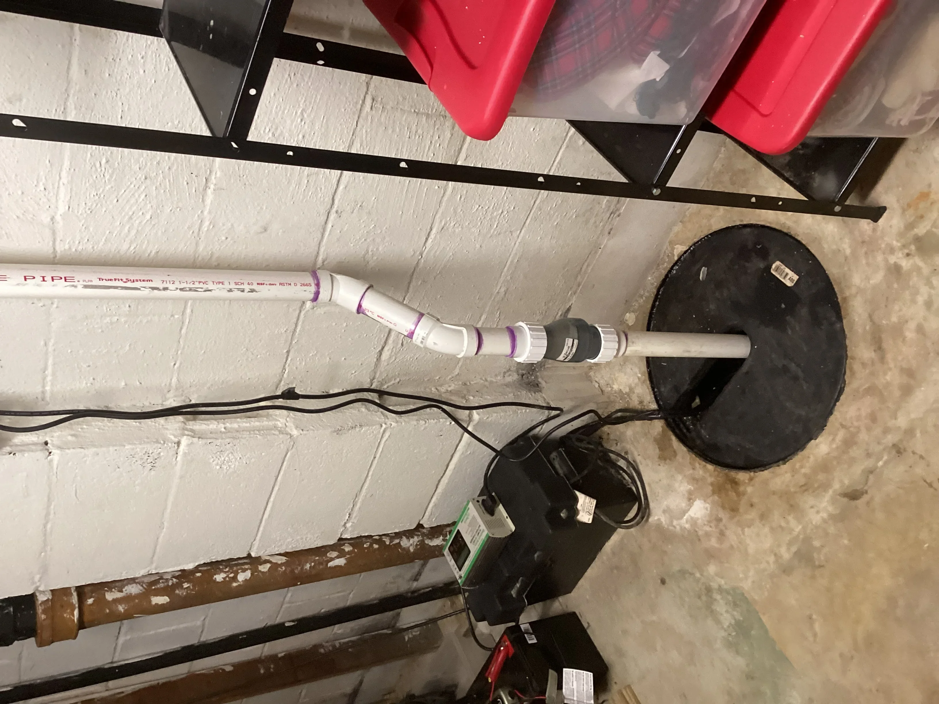 PEX water line installation with pressure tank and shut-off valve in basement